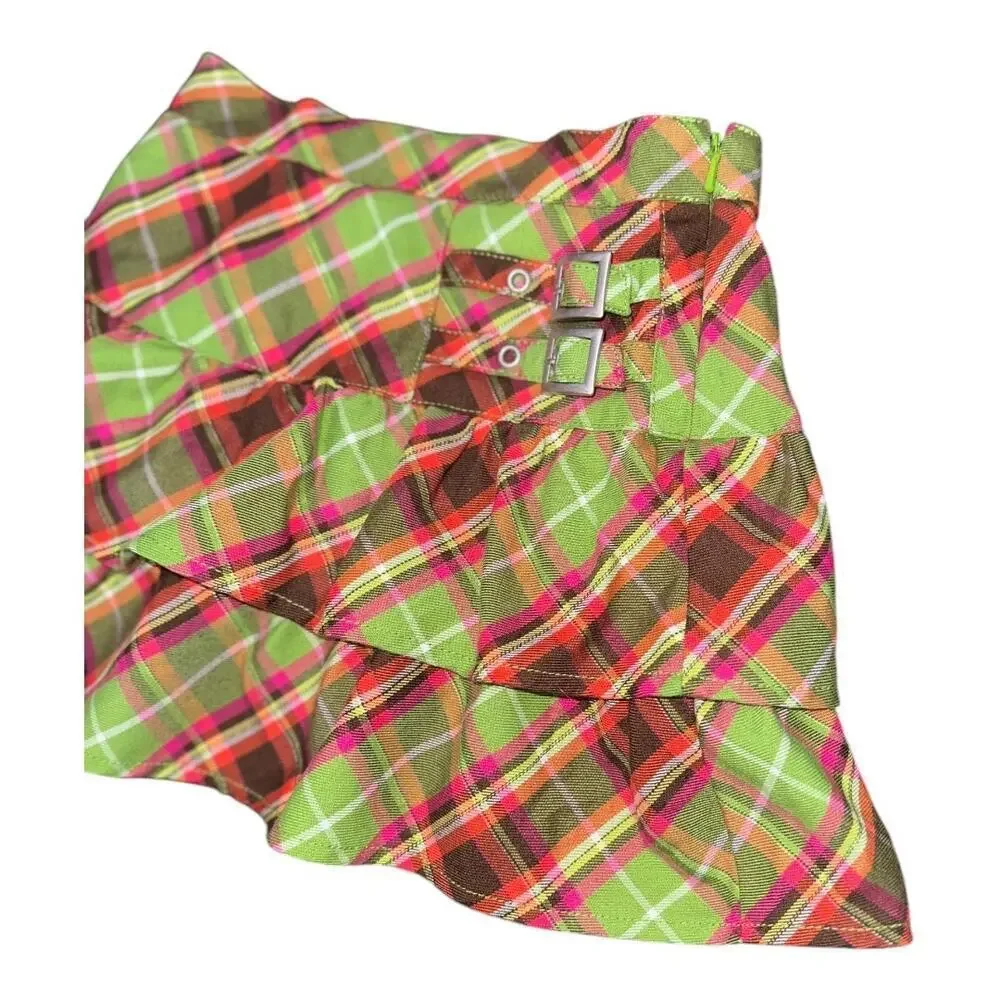 The Childrens Place size small/6X/7 colorful green plaid mini boden ruff…​​
